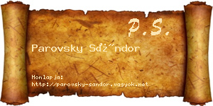 Parovsky Sándor névjegykártya